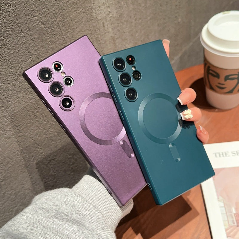 Phone Case Magnetic All-inclusive S23FE Frosted S22u Lens Protector Soft Cover